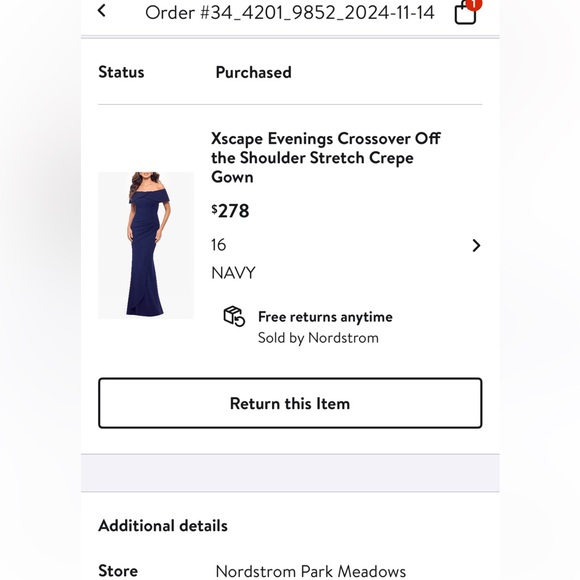 Xscape Evening Gown - Sz 16 - Navy - Picture 7 of 7